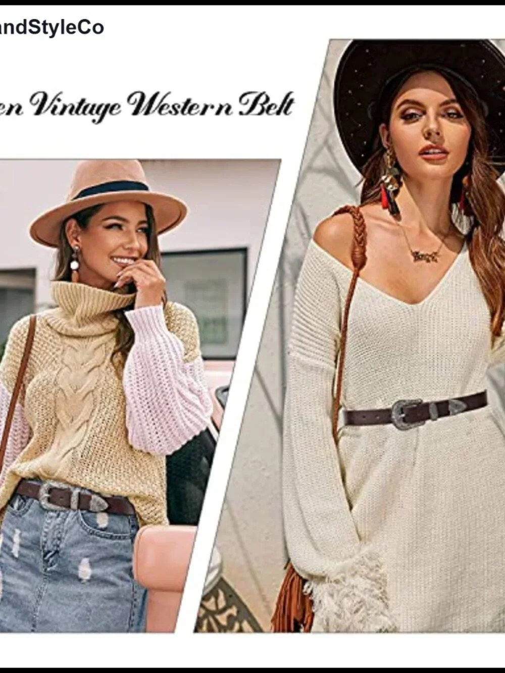 Genuine Leather Western Belt for Women Adjustable S-XXL Waist 26-48